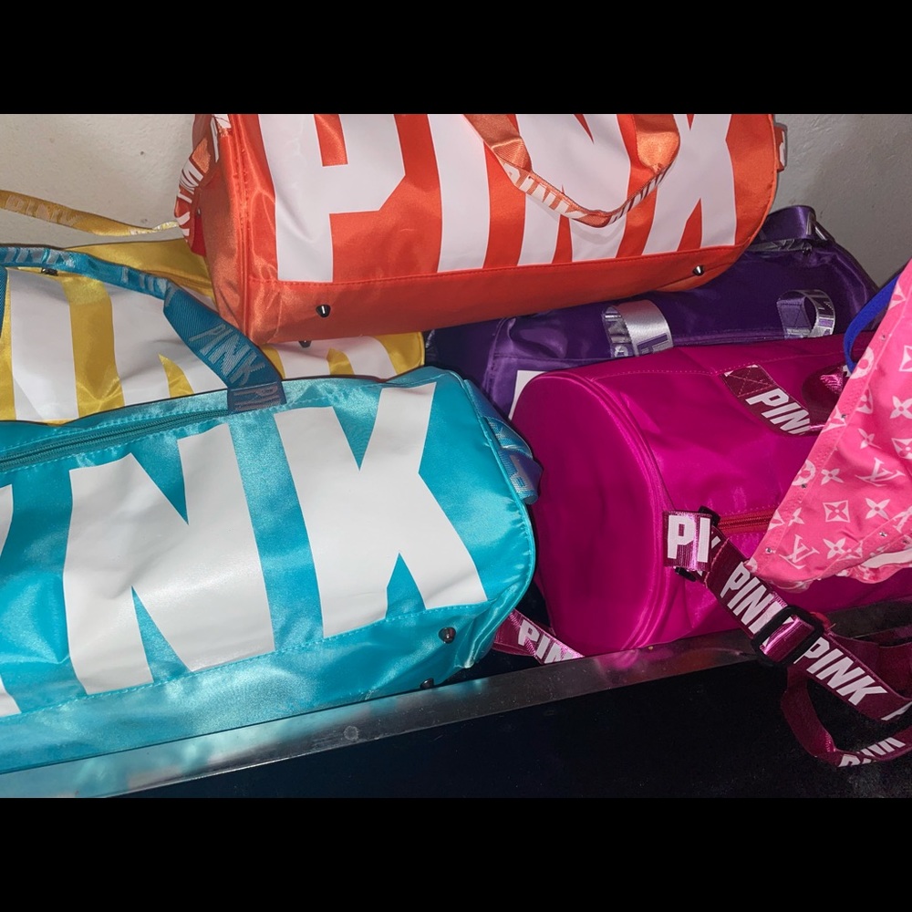Pink duffle bags